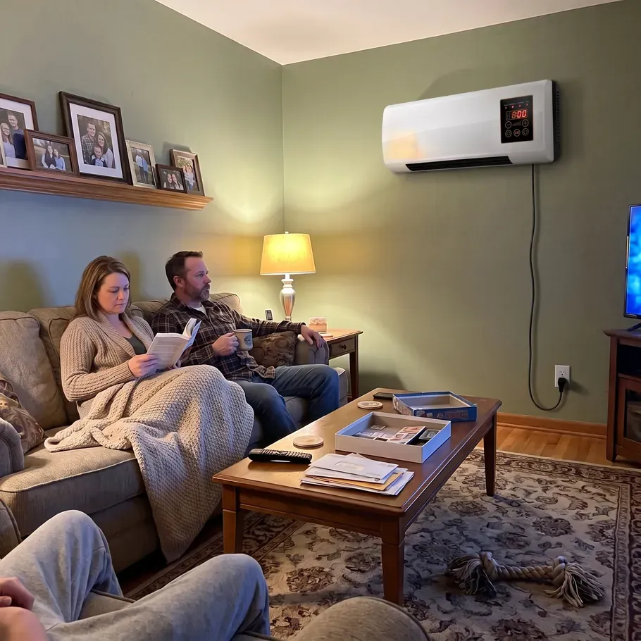 Familie in einem gemütlichen Wohnzimmer mit Power Heat Pro